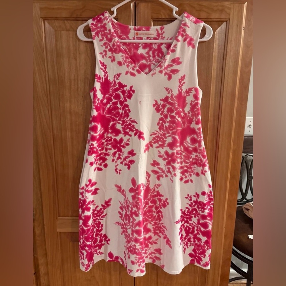 Floral Pink and White Sleeveless Dress